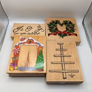 🎨STAMPS BOGO 50% OFF🎨 Bundle of Holiday Wood Mount Rubber Stamps scrapbook
